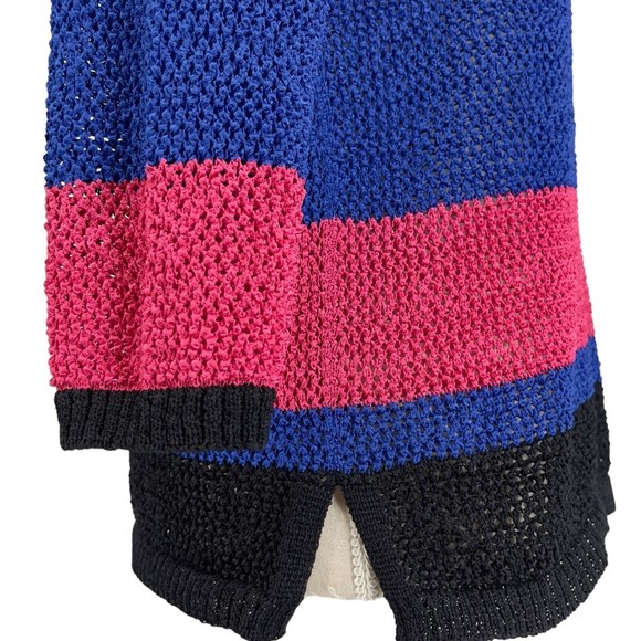 Jones New York Signature Striped 3/4 Sleeve Open Knit Sweater Womens Petite S - Picture 7 of 13